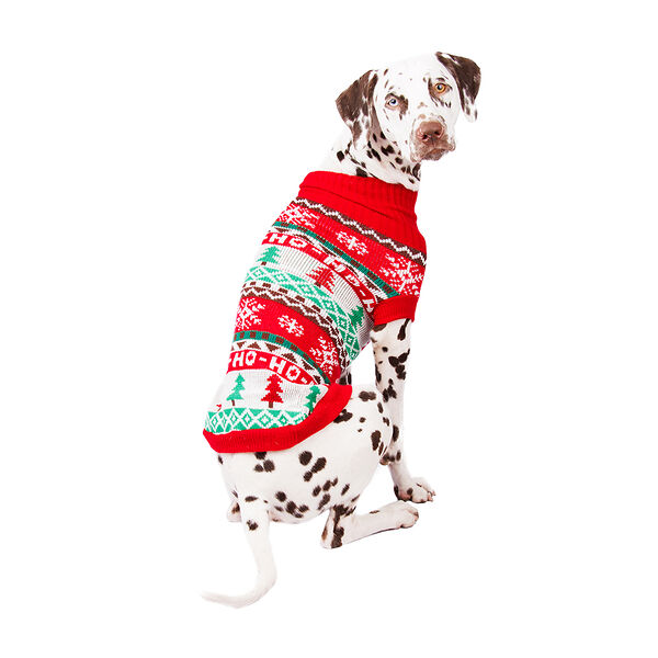 Свитер для собак с елками 50см 3XL красный (унисекс)