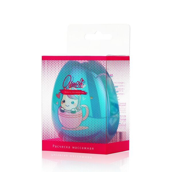 Массажная расческа Ameli яйцо с рисунком для мокрых