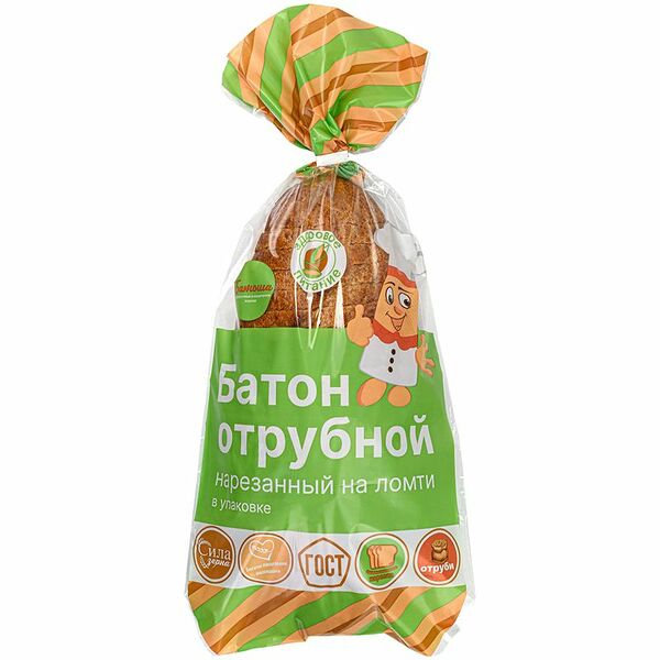 Батон БАТОША Отрубной, в нарезке