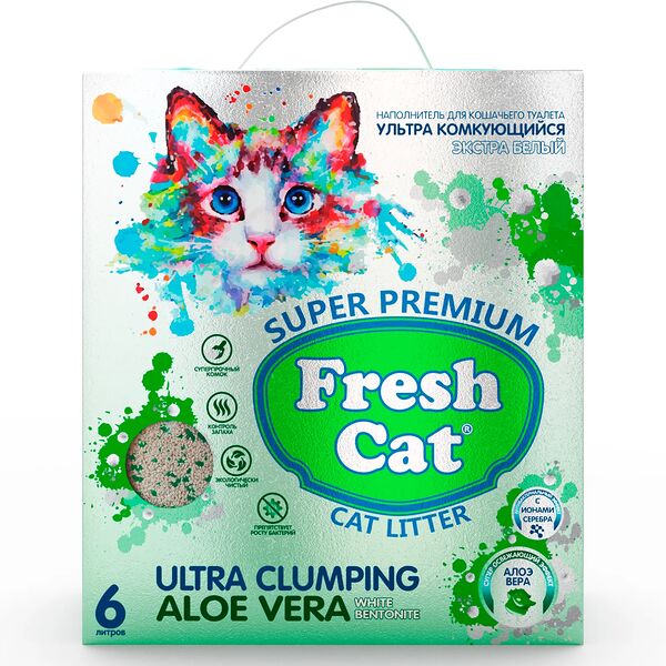 Наполнитель для кошачьего туалета бетонированный Алоэ вера комкующийся