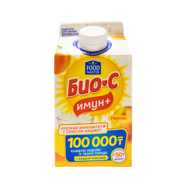 Биойогурт FoodMaster Био-C Имун+ питьевой Персик 2.9% 450 мл