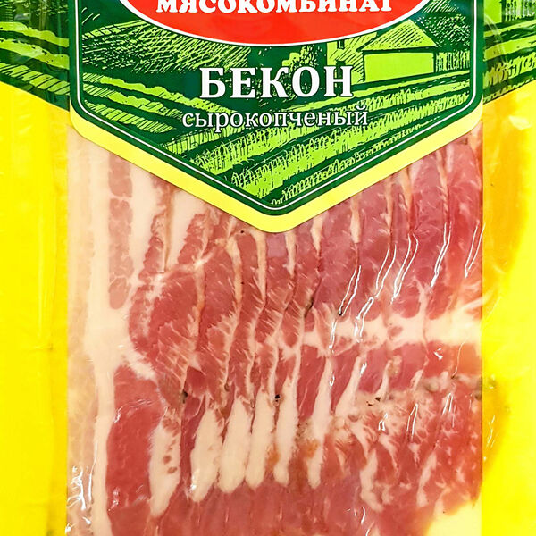 Бекон Великолукский Мк из свинины сырокопченый нарезка