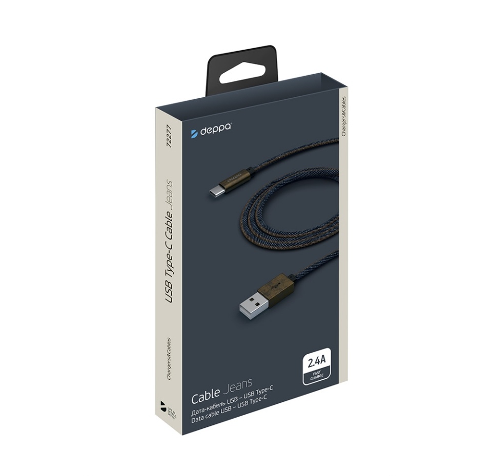 

Дата-кабель Jeans USB - Type-C Deppa медь/джинса, 1.2м, синий, Китай