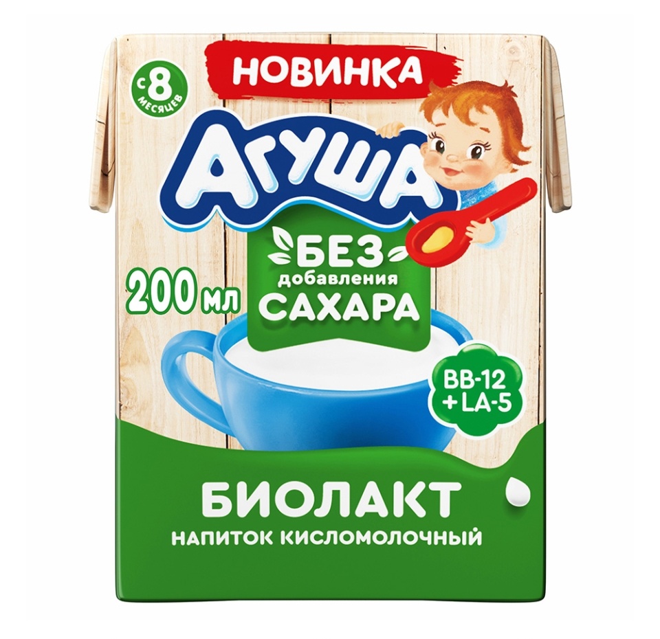 

Напиток кисломолочный Биолакт Агуша Первая ложка с 8 месяцев 3.4% 200 мл