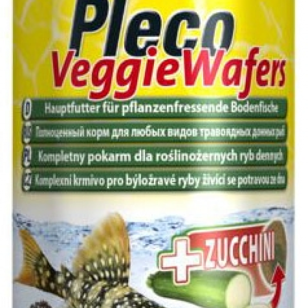 Корм для рыб Tetra Pleco Veggie Wafers пластинки с добавлением цуккини для донных рыб, 250 мл