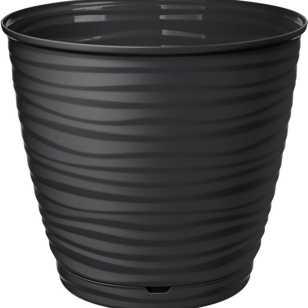 Горшок для цветов IdiLand Saffron с поддоном черный d-177мм 2.6л