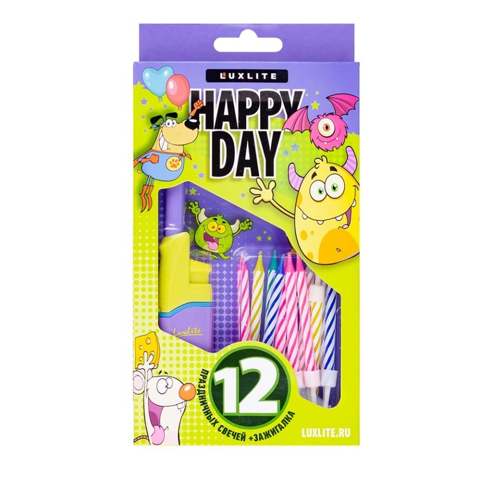 

Набор Luxlite зажигалка XHG 8953 и свечи для торта 1 уп Китай 12шт