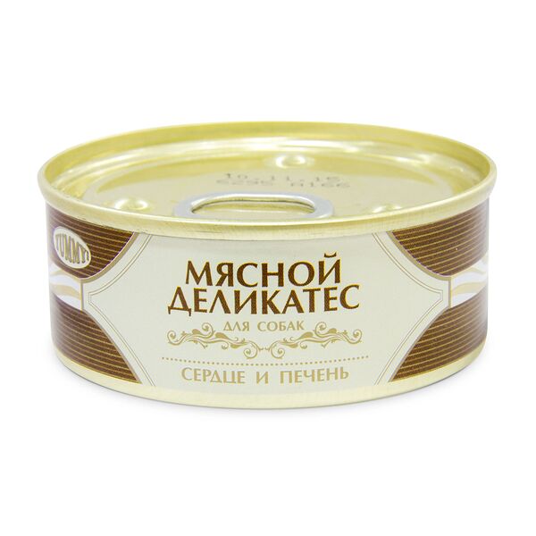 Мясной Деликатес консервы для собак, с натуральным сердцем и печенью в желе
