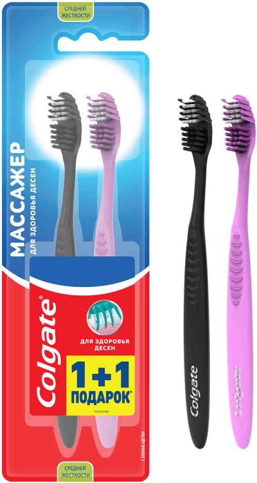 

Зубная щетка Colgate Массажер средней жесткости, цвет в ассортименте, 2 шт.
