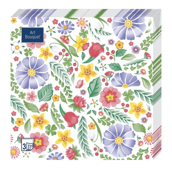 Салфетки 3-х слойные 20 листов многоцветы, 33х33 см
