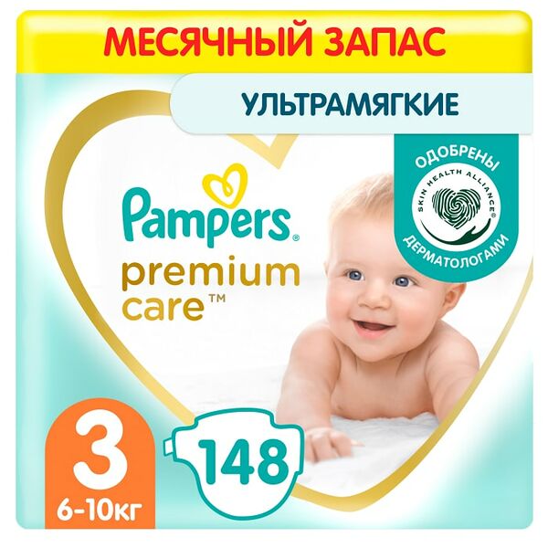 Подгузники Pampers Premium Care 4 размер / 9-14кг ультрамягкие 108шт