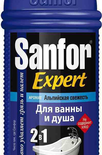 Чистящий гель для ванны и душа 2 в 1 Sanfor Expert Альпийская свежесть, 750 мл