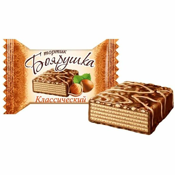 Конфеты Боярушка тортик классический вафельный глазированный, 38г