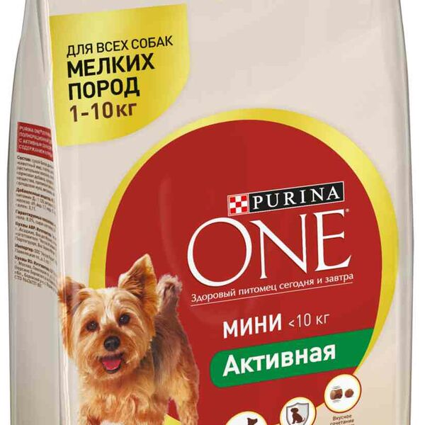 Корм для собак мелких пород до 10 кг Purina One Активная курица и рис