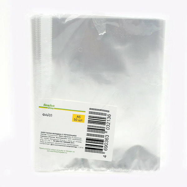 Файл Каждый день с перфорацией А5, 50 шт