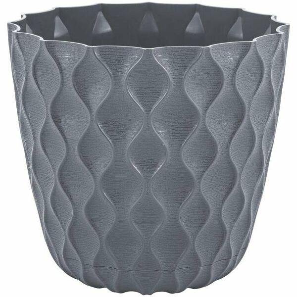 Горшок для цветов InGreen Wave с дренажной сеткой и съемным поддоном D175 мм вулканический серый, 2,5 л