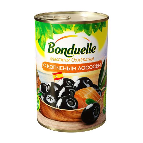 Маслины Bonduelle Охибланка с копченым лососем ж/б 314 мл