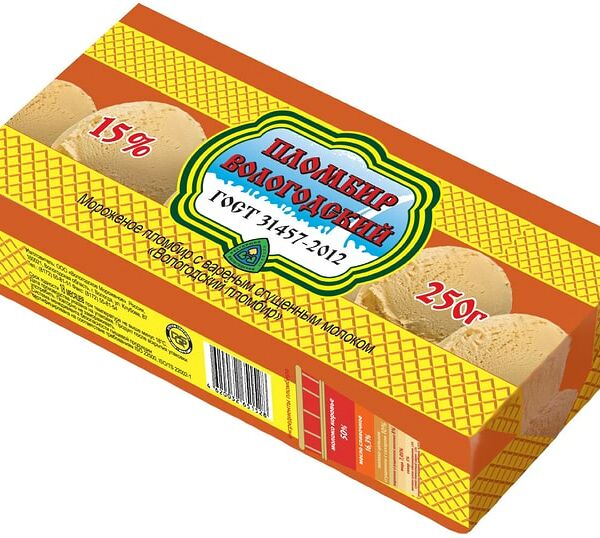 Мороженое Вологодский пломбир на вареном сгущенном молоке 250г