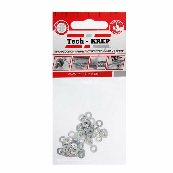 Шайба DIN 125а, М 3мм, 60 шт, оцинкованная, TECH-KREP