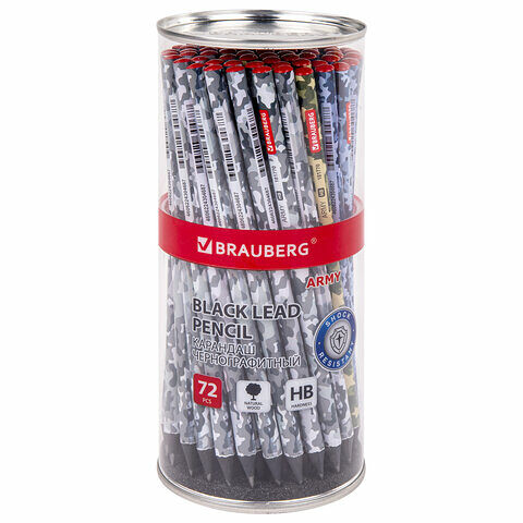 Карандаш чернографитный Brauberg Army 1шт HB корпус ассорти 181770