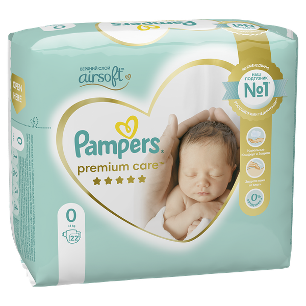 PAMPERS Подгузники Premium Care Newborn (2-5кг) Микро Упаковка 22
