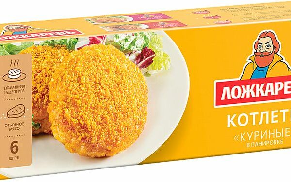 Котлеты Ложкаревъ куриные в панировке замороженные 400г