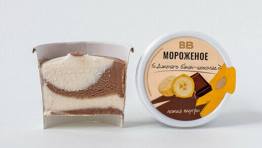 Мороженое сливочное Джелато банан-шоколад Продукт замороженный