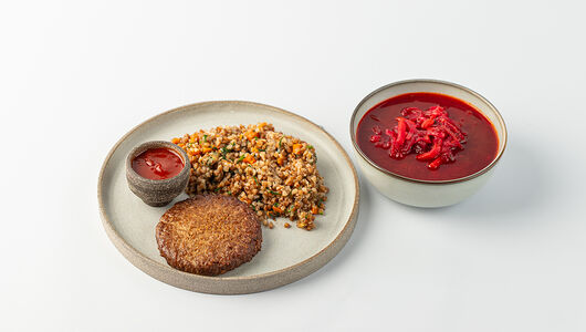 Комбо: Борщ Вегетарианский и Гречка с котлетой 