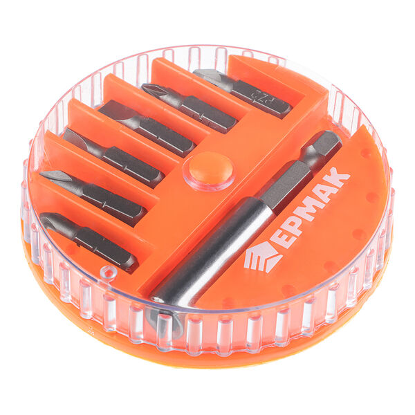 Ермак биты для шуруповерта, набор  7шт.,магнитный адаптер для бит, биты 25 мм, пластиковый кейс