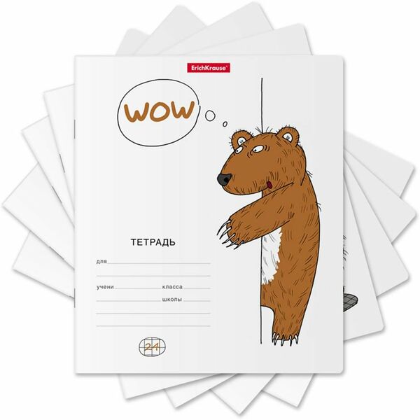 Тетрадь ученическая в клетку ErichKrause серия Из-за угла 24 листа в ассортименте 