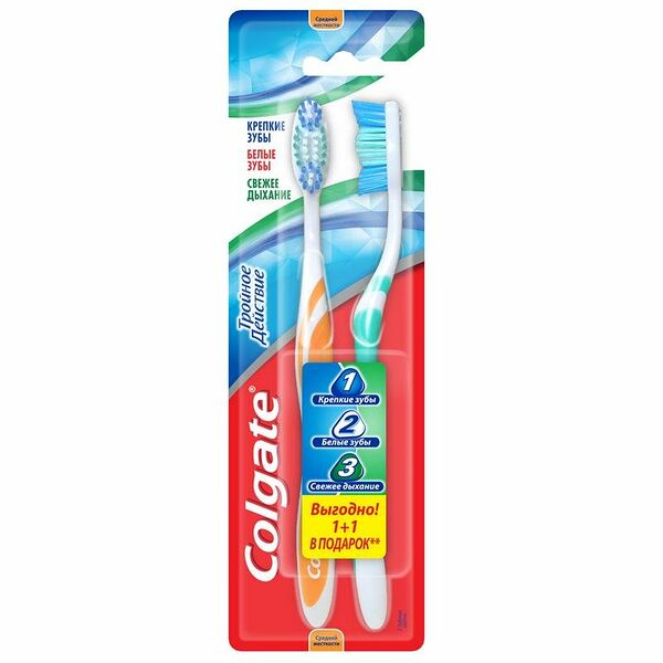Зубная щетка Colgate Тройное действие средней жесткости, 2 шт