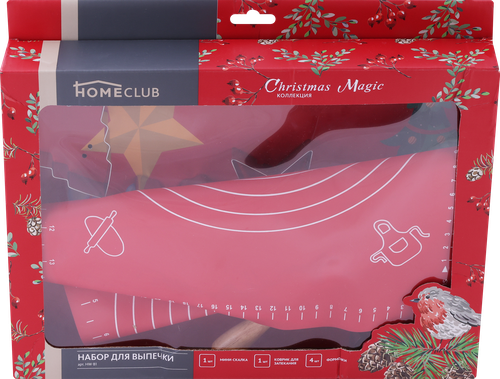 

Набор для выпечки Homeclub Traditions 6 предметов: скалка, коврик, 4 формы