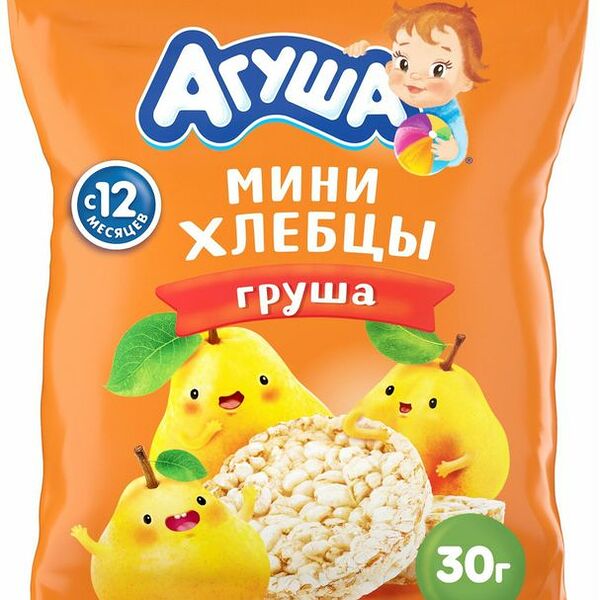 Хлебцы рисовые Агуша груша с 12 месяцев 30г