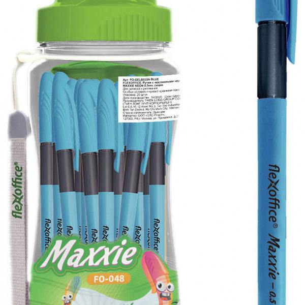 Ручка шариковая Flexoffice Maxxi fo neon синяя, 0,5 мм