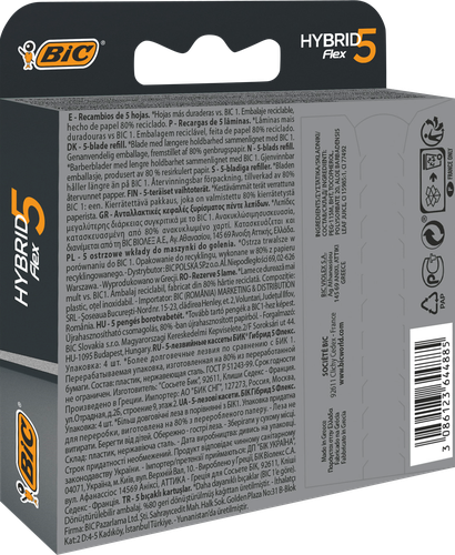 

Сменные кассеты для бритья Bic Flex 5 Hybrid 5 лезвии 4 шт