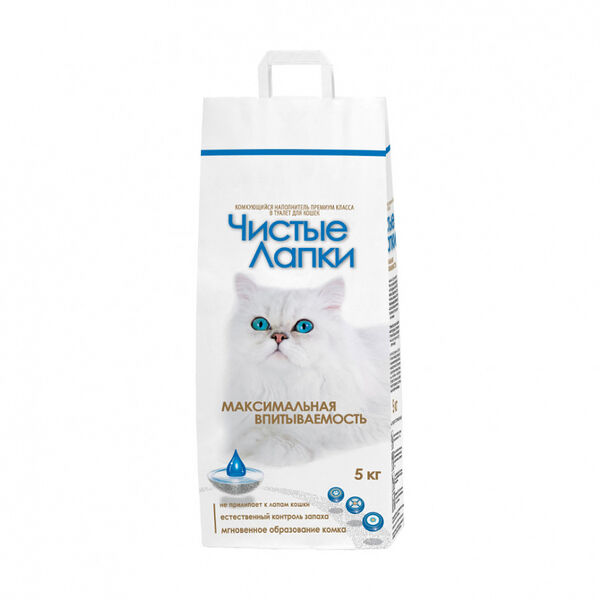 Наполнитель Чистые Лапки для кошачьего туалета, комкующийся 5 кг