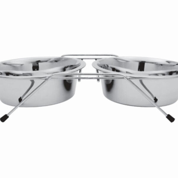 HOMEPET Rack Миска для домашних животных металлическая двойная на подставке 2 х 0,9л