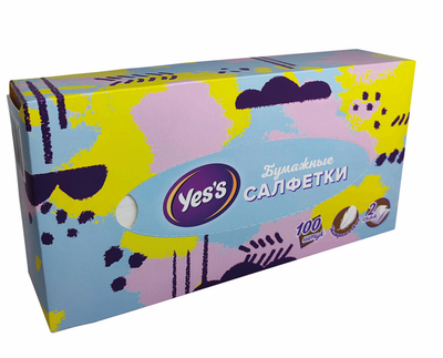 Салфетки бумажные Yes's косметические 100 шт. дизайн упаковки в ассортименте