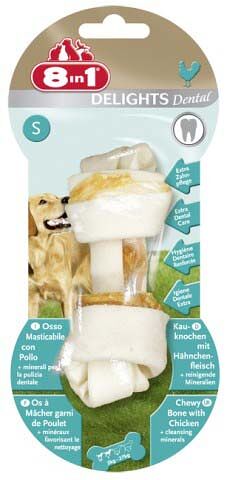 Косточка с куриным мясом 8in1 Dental Delights S для мелких и средних собак с минералами 11 см