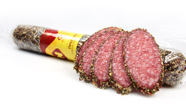 Колбаса сырокопчёная Пресижн Останкино в декоративных специях