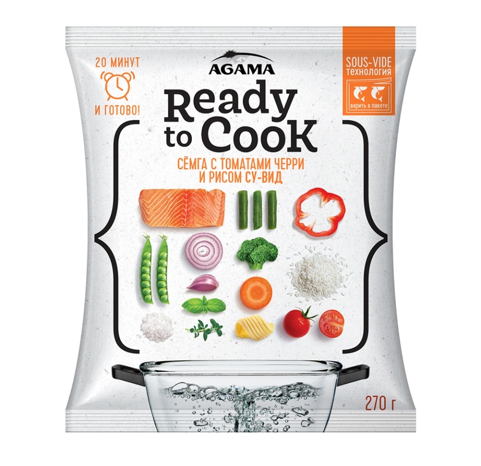 

Семга Agama Ready to Cook с томатами черри и рисом Cу-вид 270 г, Россия