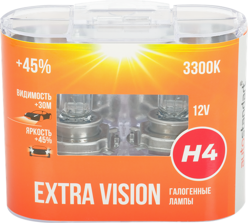 

Лампа галогенная Autostandart H4 Extra vision 3300K, 12 В