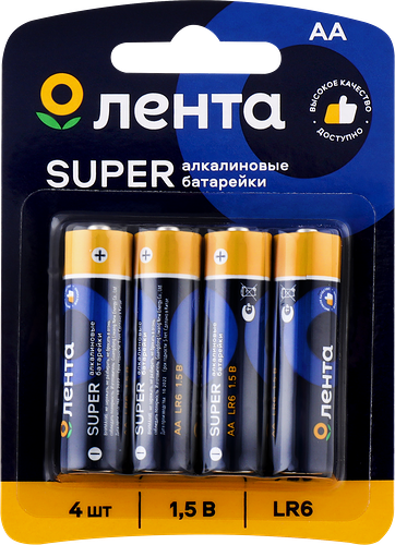 Элемент питания ЛЕНТА АА алкалиновый Арт. ALR604, 4шт