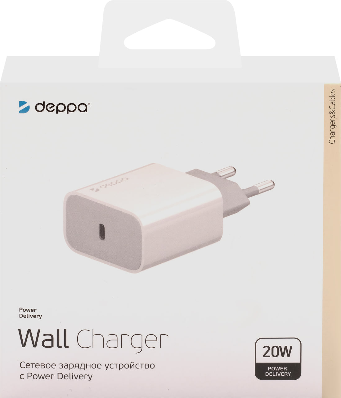 

Сетевое зарядное устройство DEPPA сетевое USB Type-C, Power Delivery, 20Вт, белый