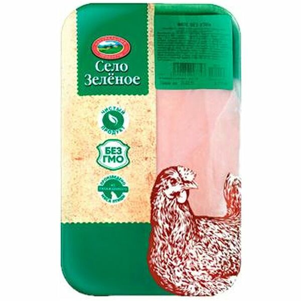 Филе цыплёнка-бройлера Село Зелёное без кожи натуральное кусковое охлаждённое