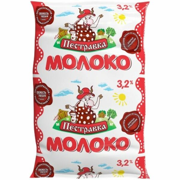 Молоко Пестравка ультрапастеризованное 3.2%, 900г