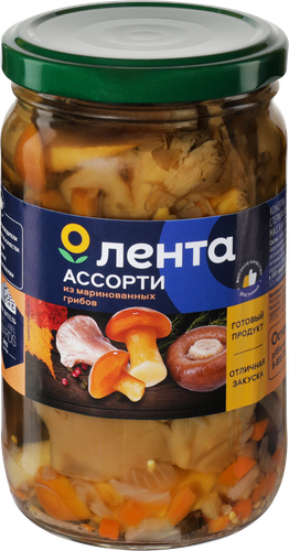 

Ассорти из маринованных грибов Лента 350 мл