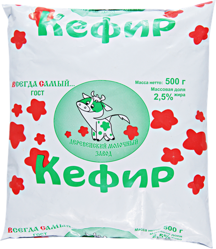 

Кефир Деревенский Молочный завод 2,5%, пакет, 500 г