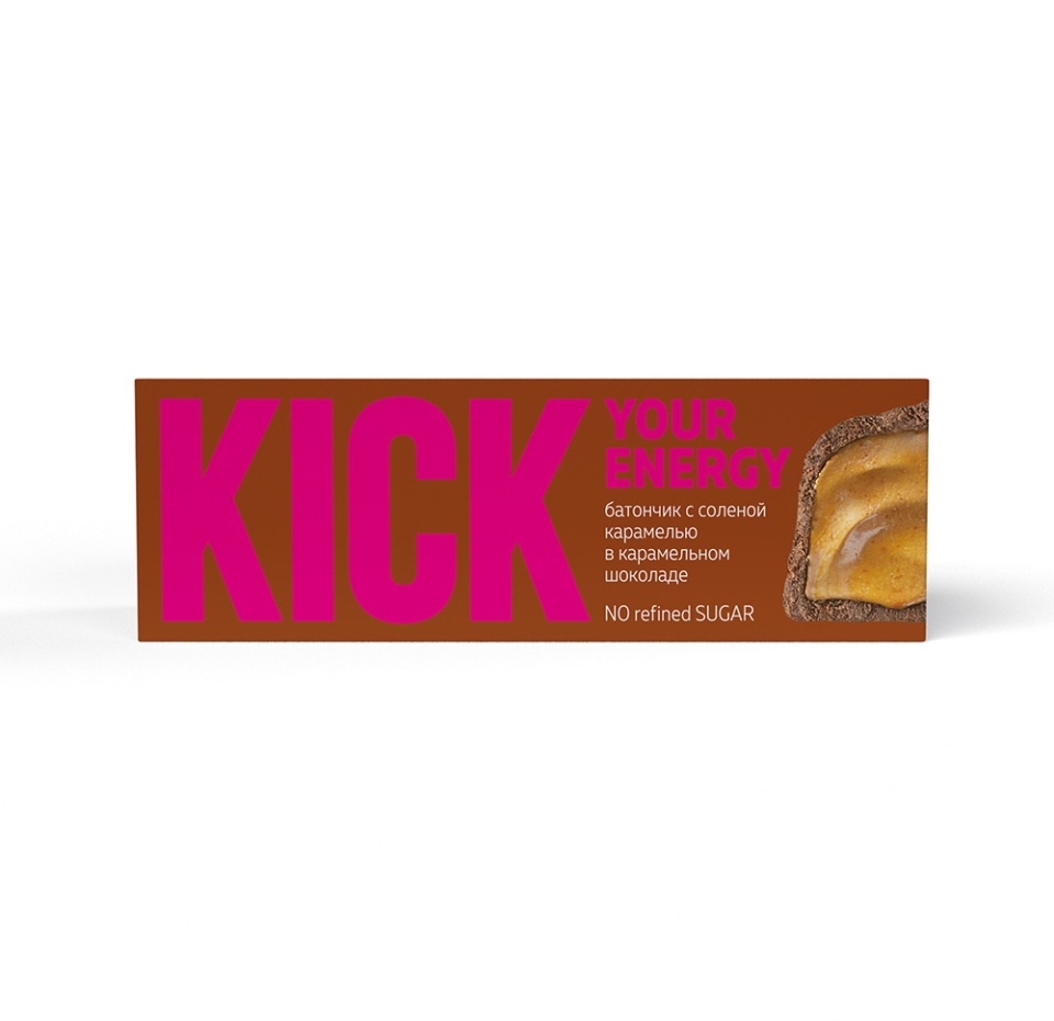 

Батончик Kick Your Energy с солёной карамелью в карамельном шоколаде, 45 г
