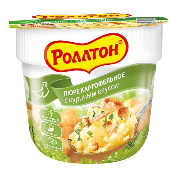 Пюре картофельное БП Роллтон Куриное обог. вит.  и минер. т/ст вес 40 г.